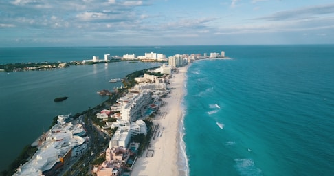 aerial photo of white buildings