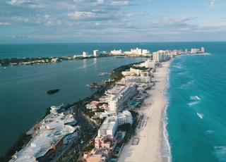 aerial photo of white buildings