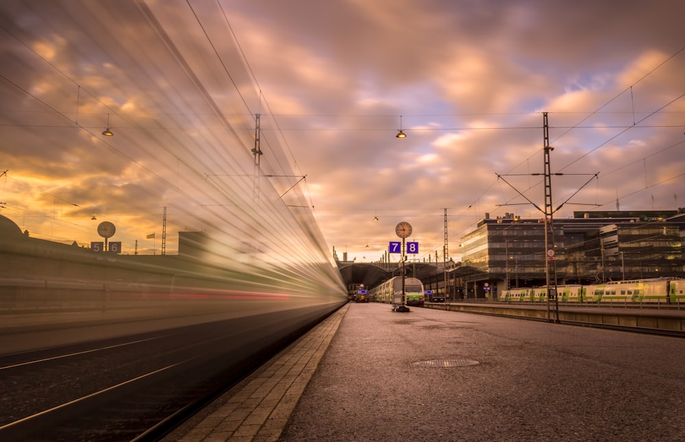 photo of train near station