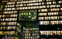 A bright office building equipped with sustainable energy solutions.