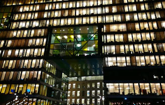 Modern Mumbai office interior bathed in warm orange light, reflecting professionalism and trust.