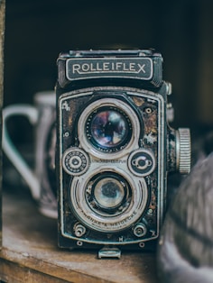 vintage black Rolleiflex camera
