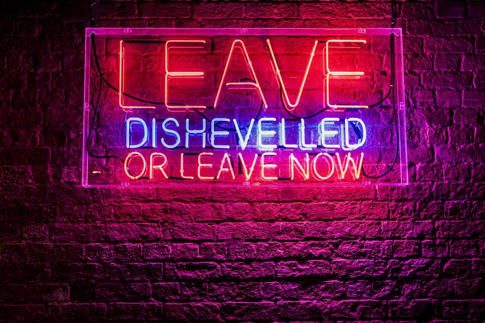 Nikon D7100 + Sigma 17-50mm F2.8 EX DC OS HSM sample photo. Leave dishevelled neon signage photography
