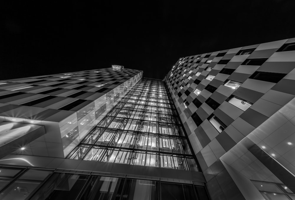 grayscale photo of high rise building