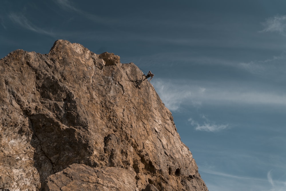 person on brown mountain