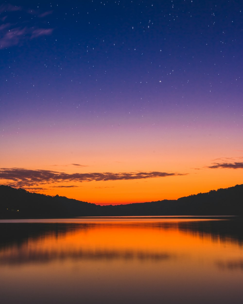 silhouette photo of body of water during golden hour