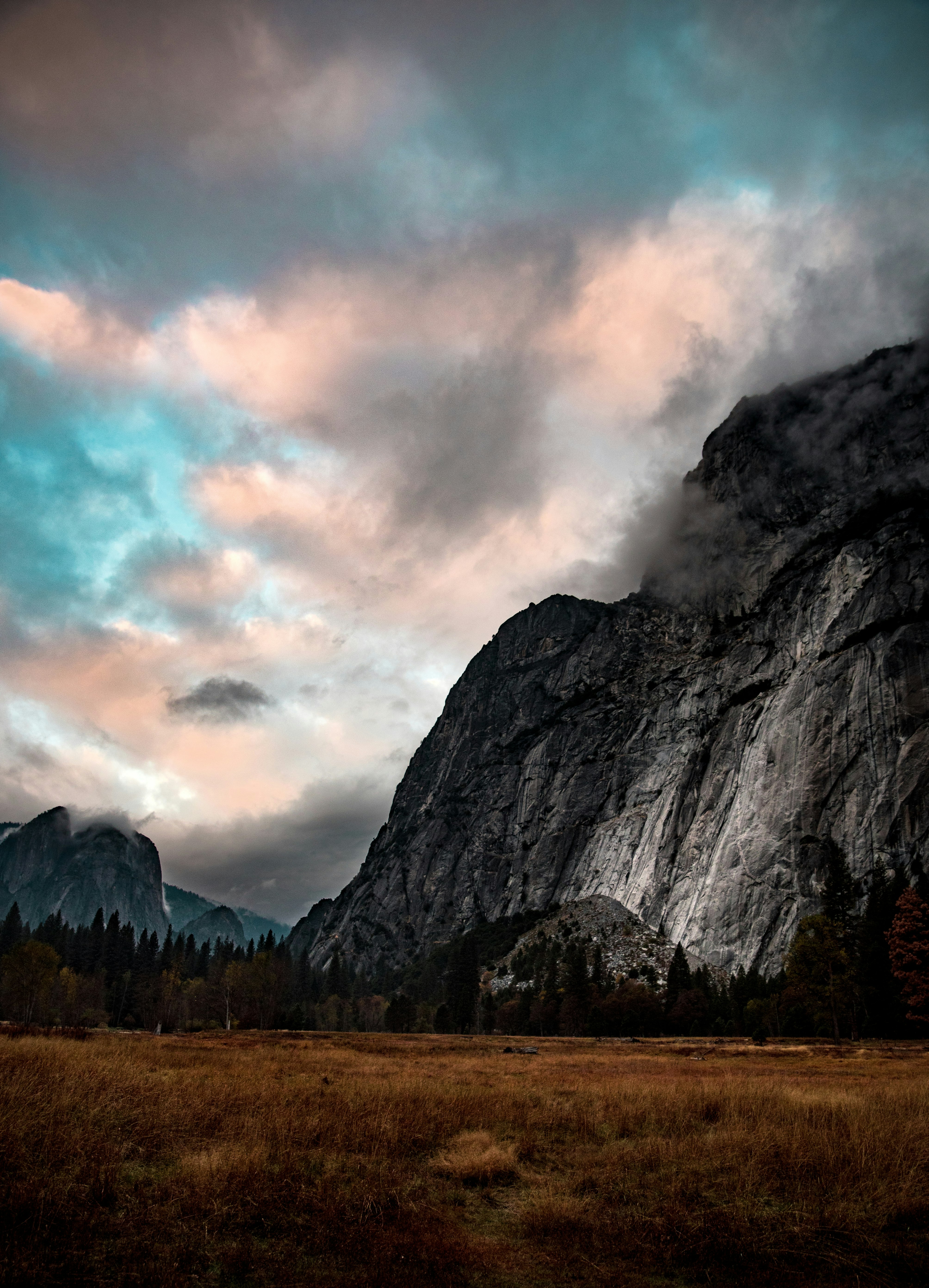 landscape photography of black mountain