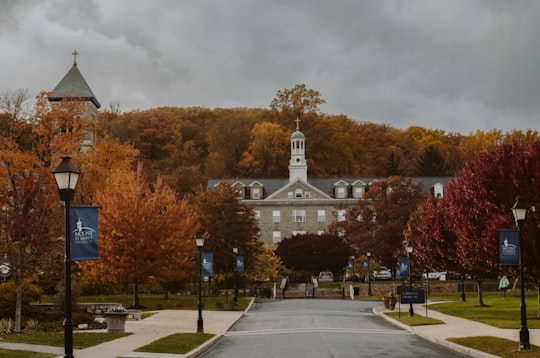 gray concrete chapel during daytime in Mount St. Mary's University United States