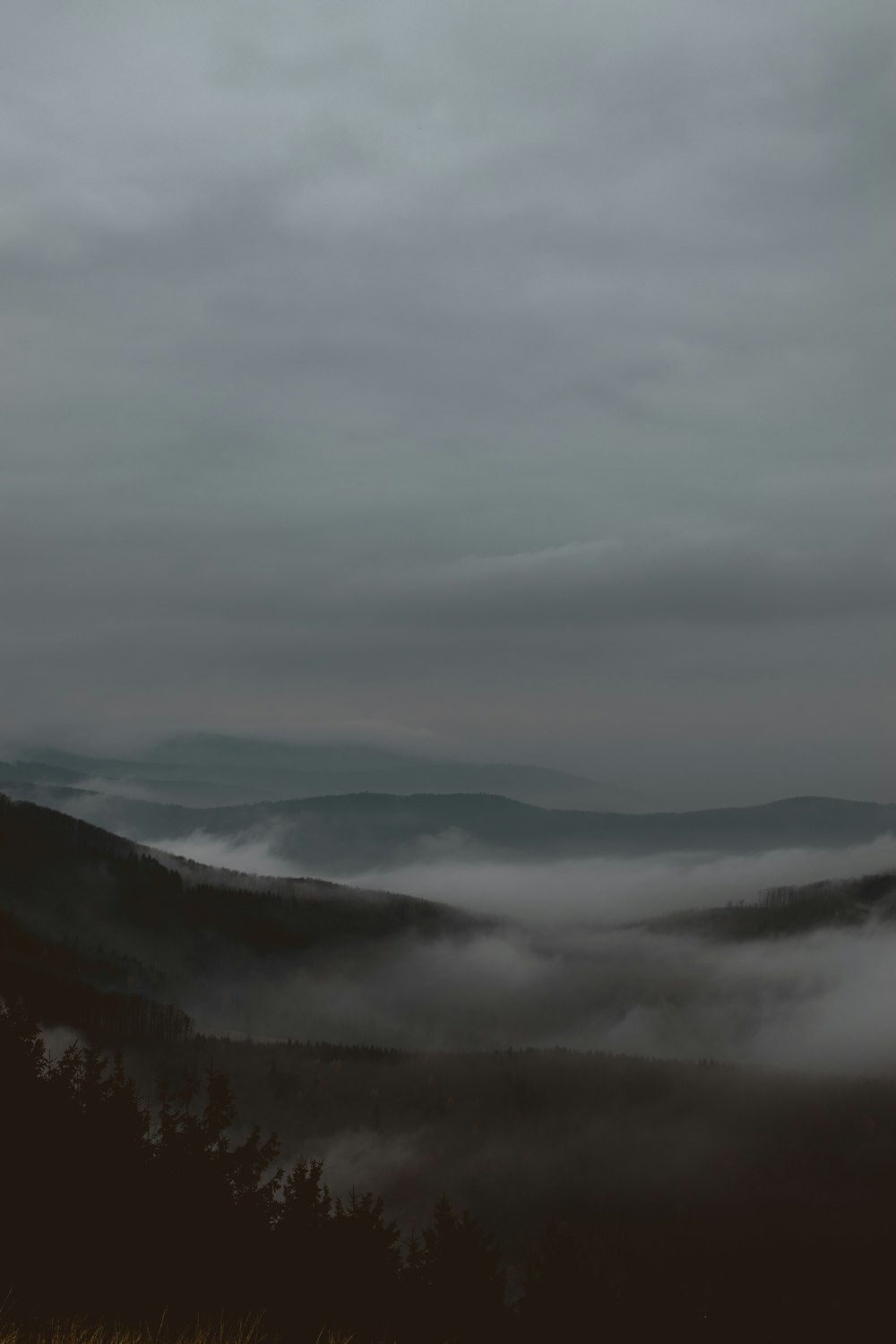Landschaftsfoto von Bergen mit weißen Möpsen