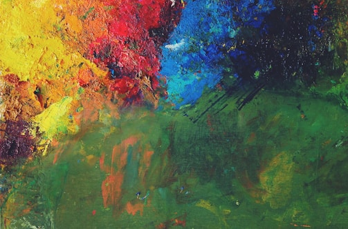 A vibrant painting showcasing Batiste's mastery in Venetian plaster with rich textures and deep colors.