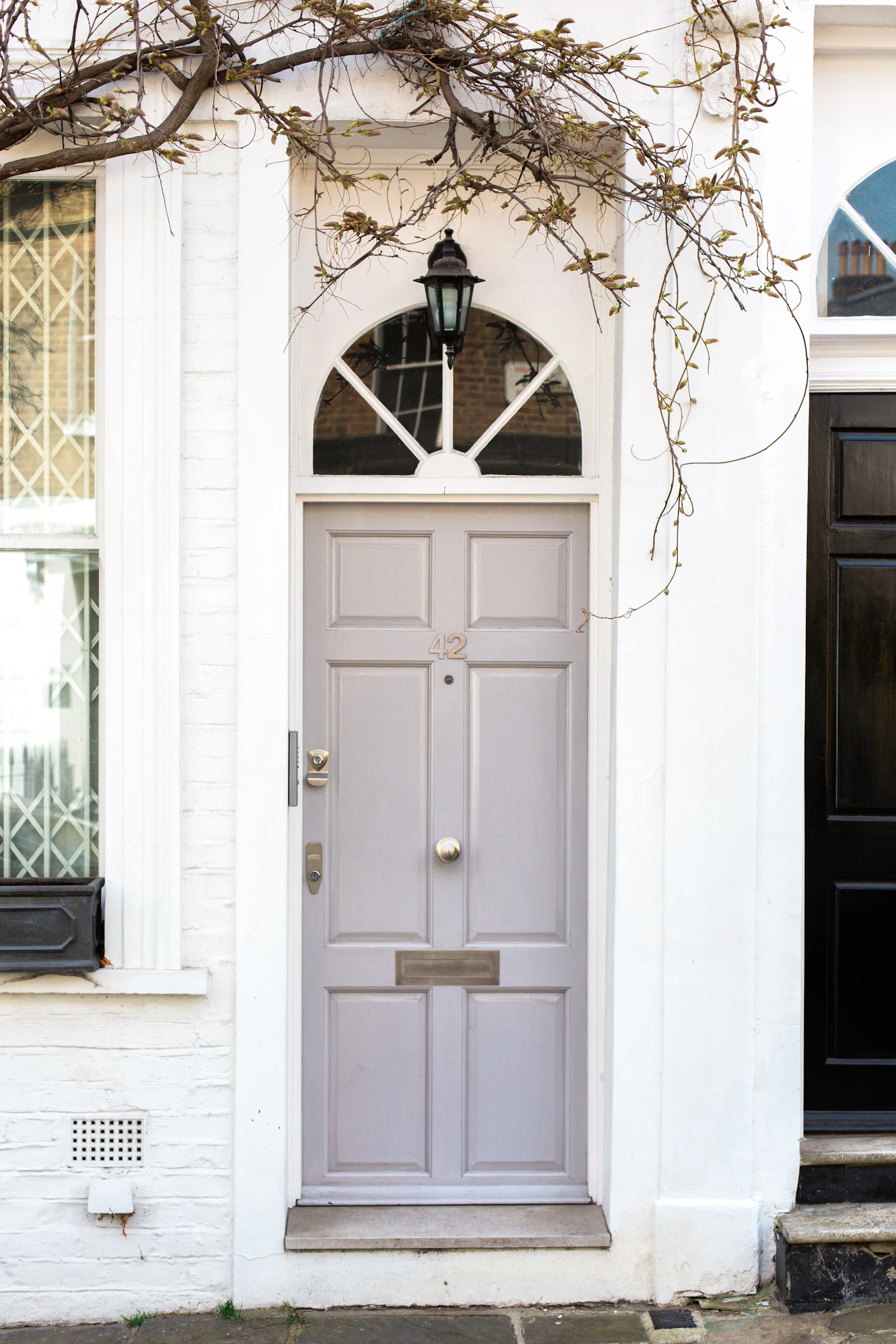 Period front door secured with a British Standard deadlock