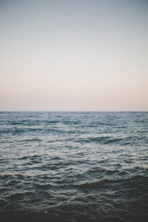 A serene ocean view with gentle waves under a clear blue sky.