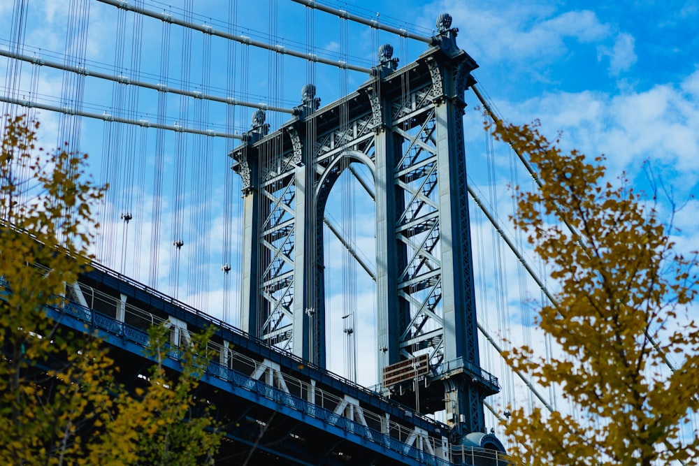 low-angle photo of gray bridge during daytime