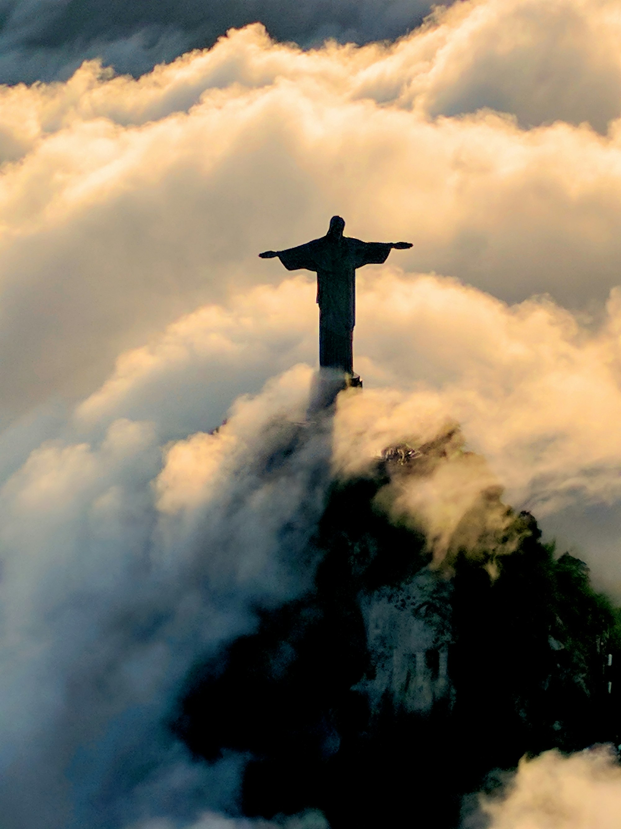 We flew on a helicopter ride right next to the Christ the Redeemer statue in Rio de Janeiro in April 2017. A cloudy day, but happy to see the statue peak out!