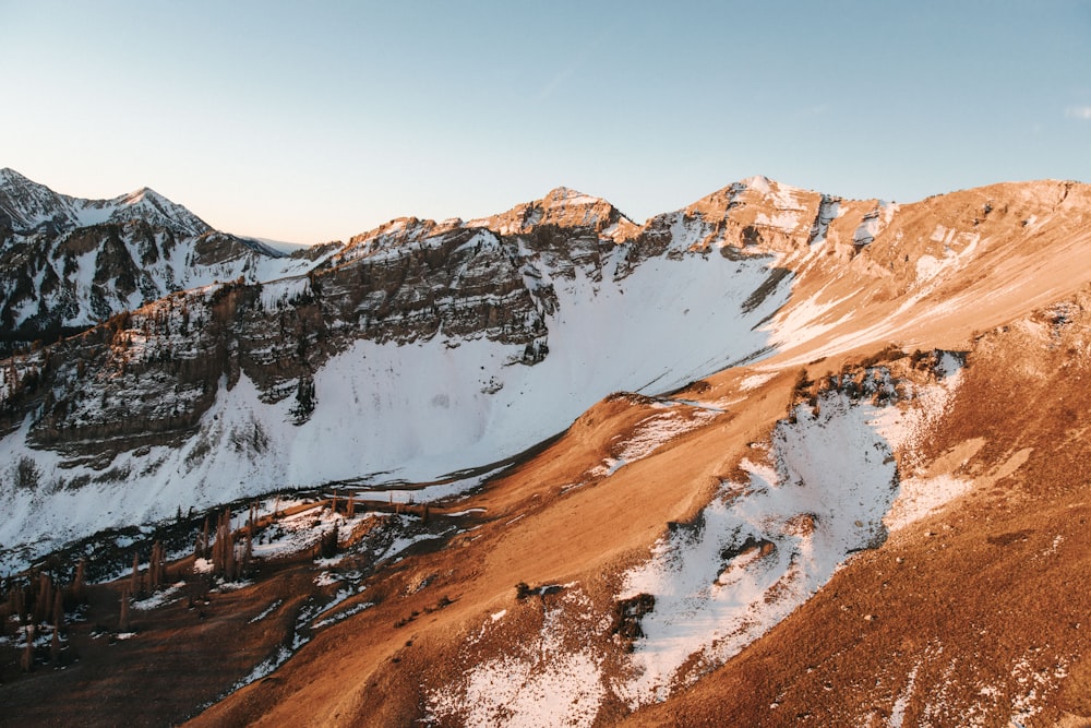 brown mountain cliff aerial photography