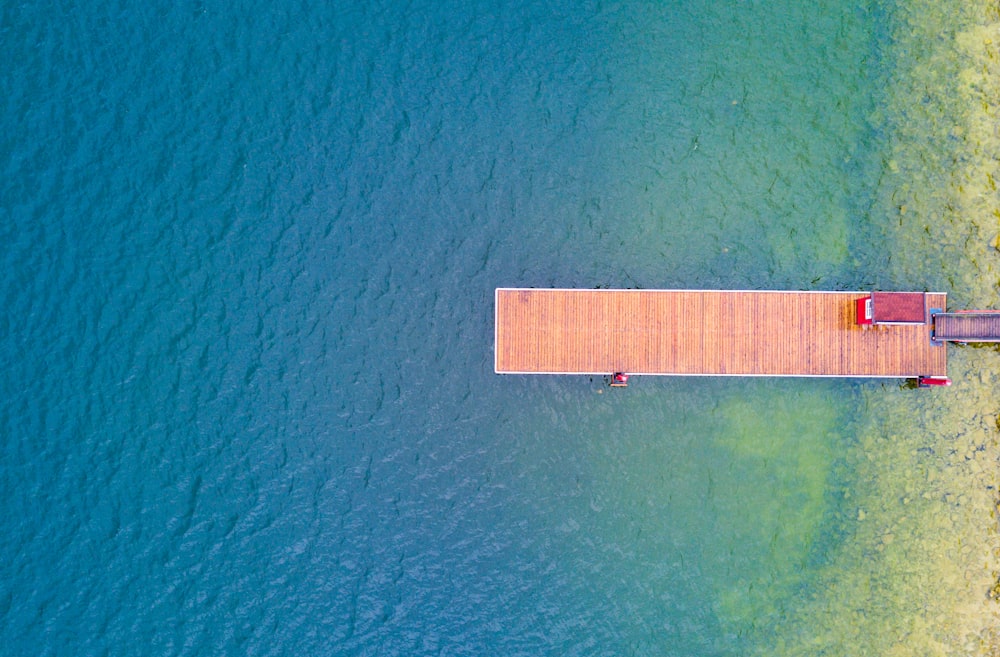 aerial photography of wooden dock