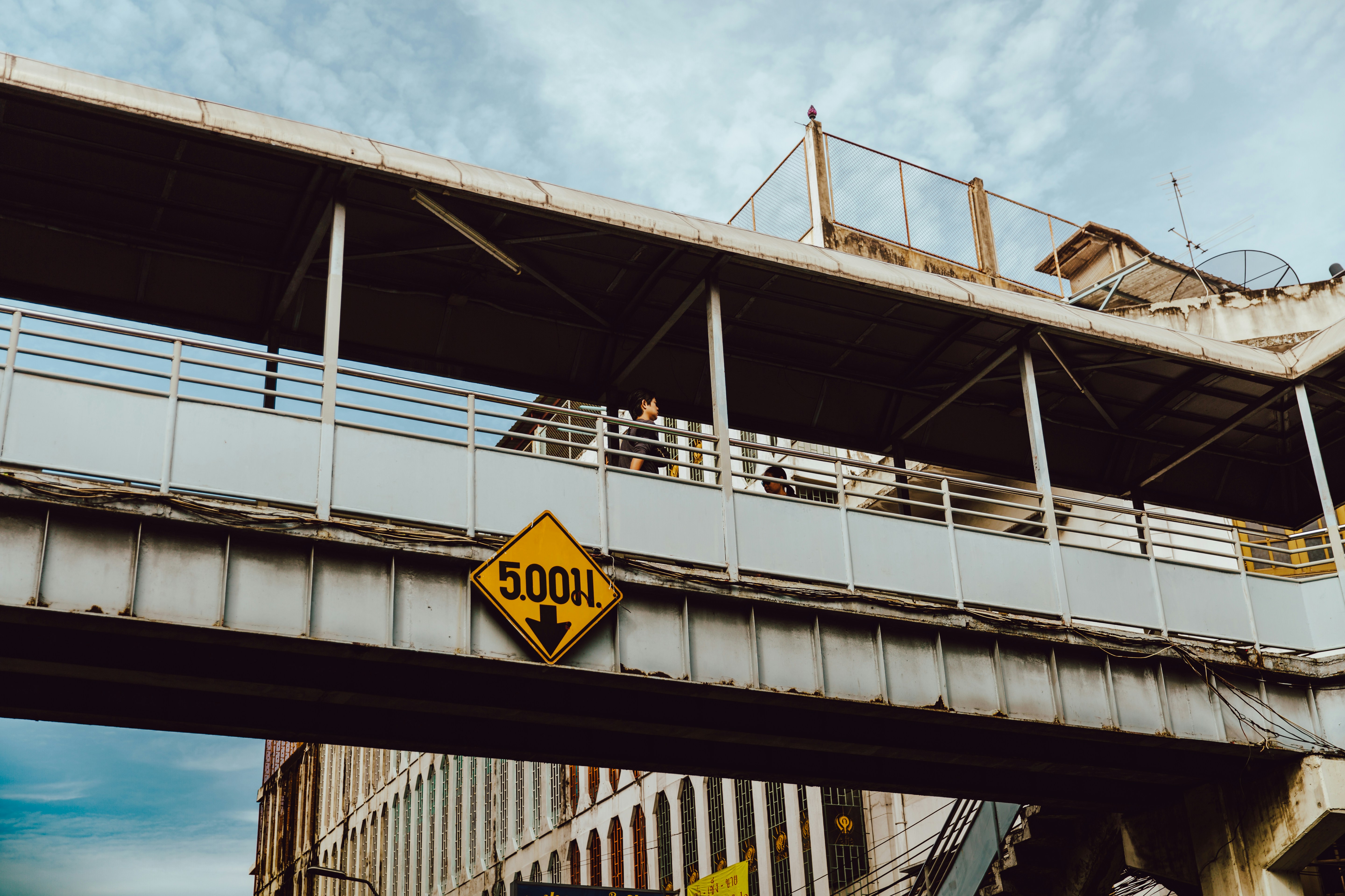 photo of white metal overpass, 