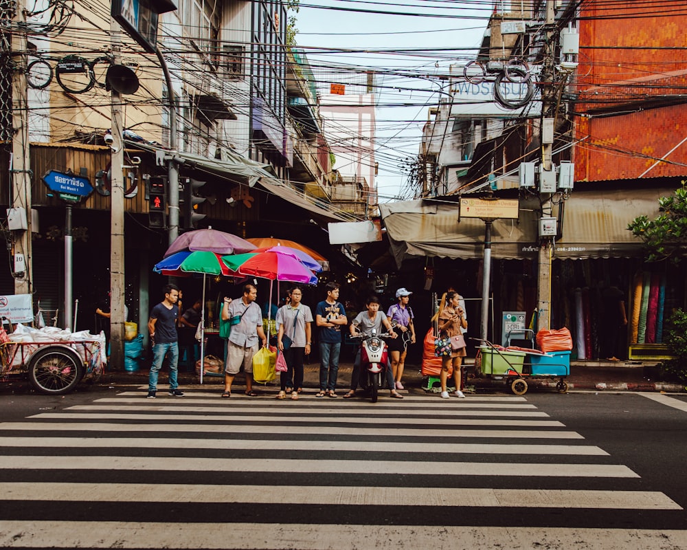 people crossing street