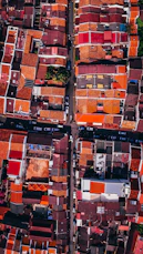 aerial photograph of orange and red roof cityscape