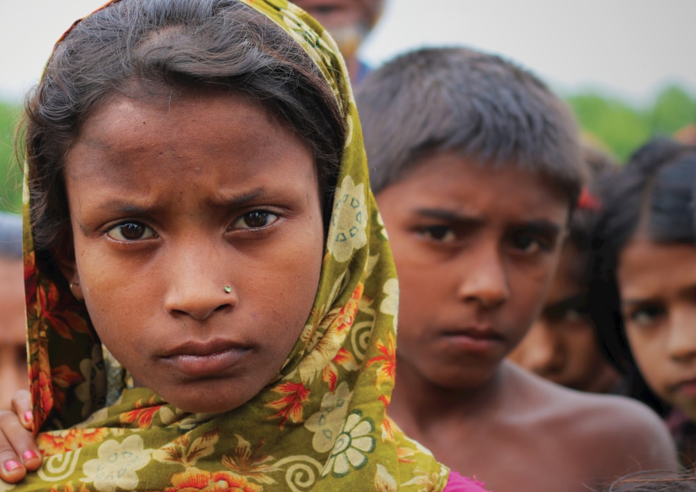 girl wearing green scarf