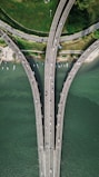 three gray concrete highways