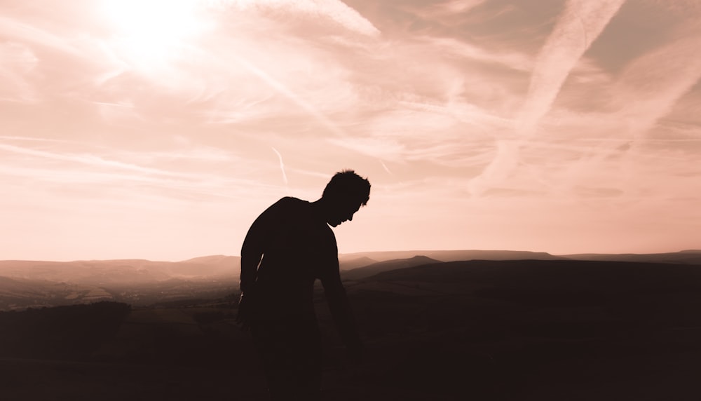 silhouette photo of man