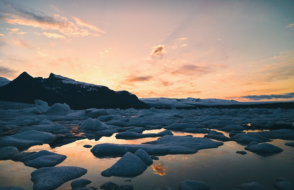 lake filled with snow