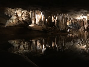 Inside the mysterious Cango Caves with sparkling stalactites and stalagmites.