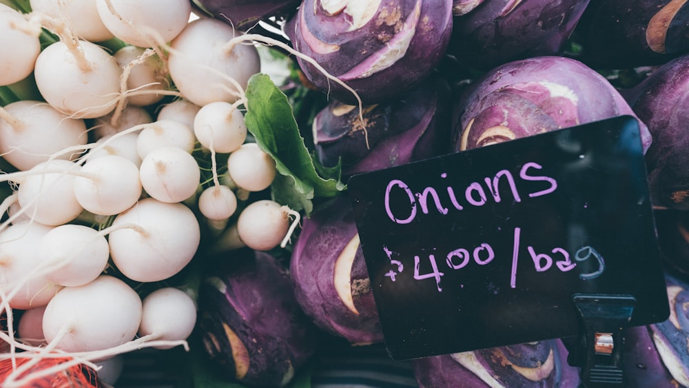 cebolla morada y nabo blanco