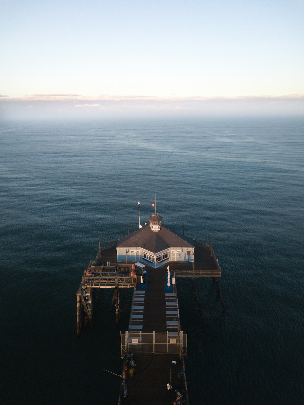 aerial view of a building on a hill