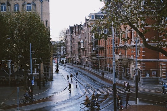 people walking on road near brown buildings during daytime in Amsterdam Netherlands