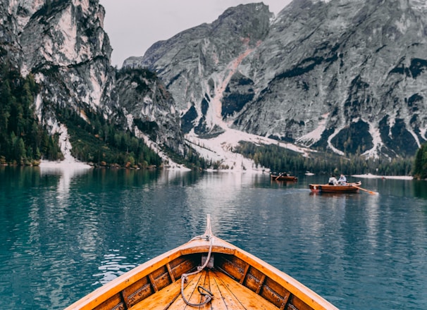 people in brown wooden boat