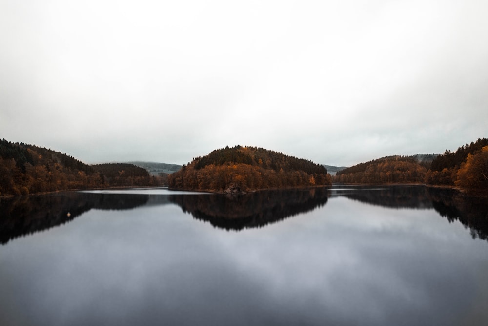 lake under cloudy sky