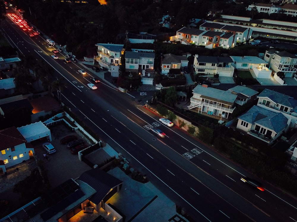 aerial photo of road near houses