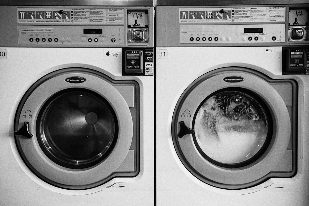 white washer and dryer