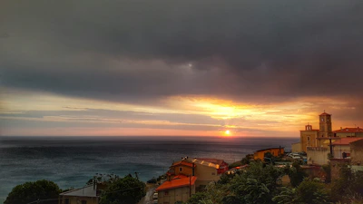 Sunset view over the Pacific coast at San Juan del Sur with colorful skies.
