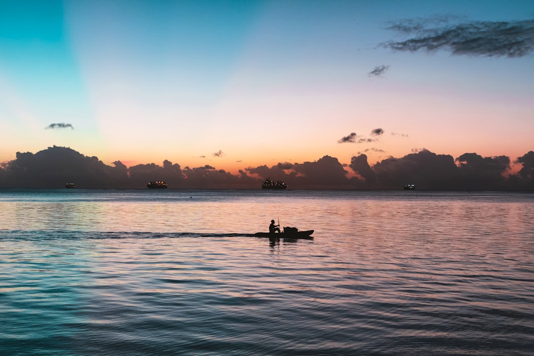 silhouette photo of person on boat