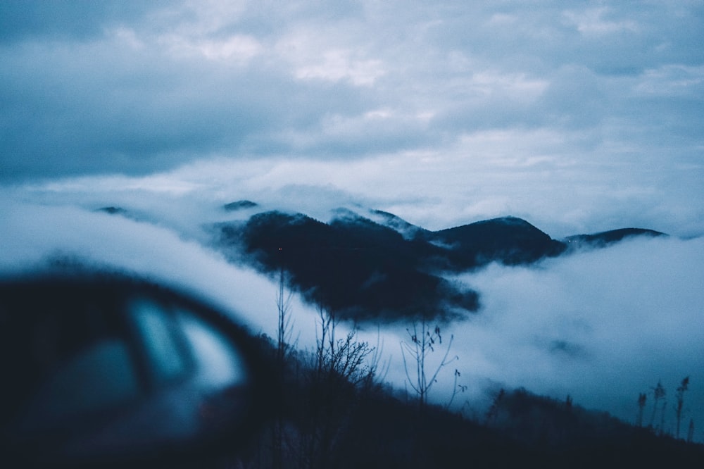 mountains covered with clouds