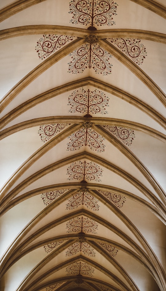 beige and black floral ceiling decal in Wells Cathedral United Kingdom