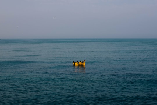 landscape photography of yellow floater floating on sea in Essaouira Morocco