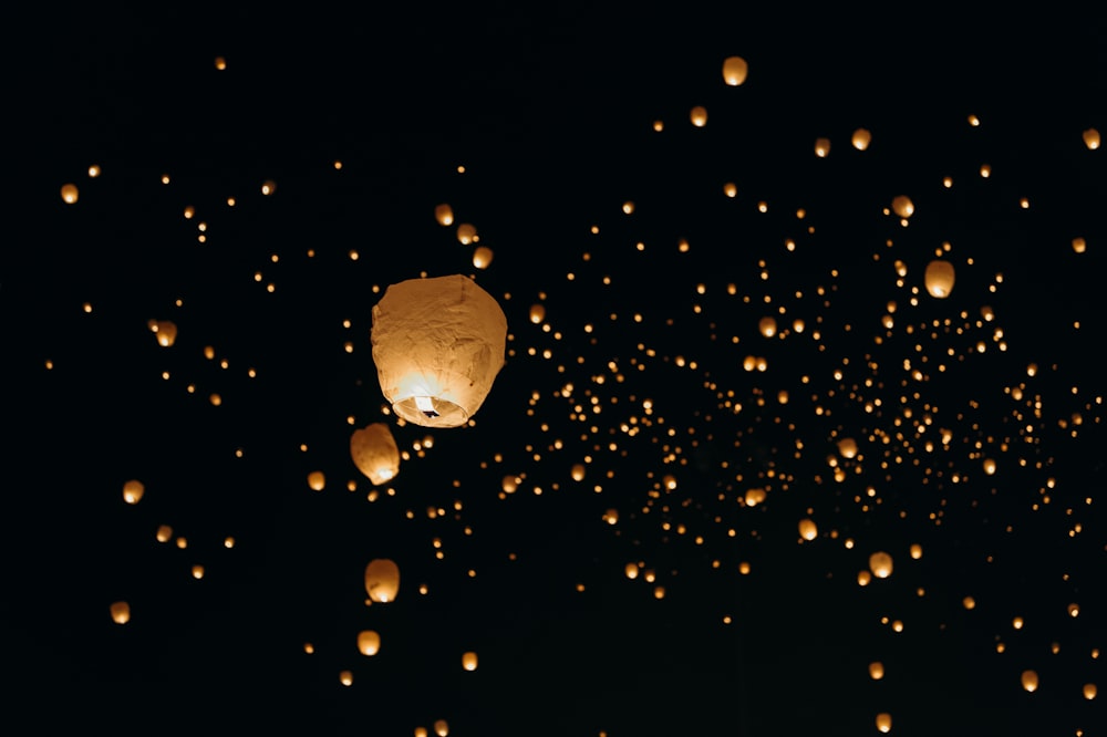 low-angle shot of paper lanterns