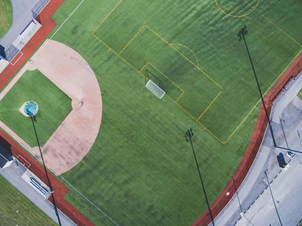 aerial view of green field