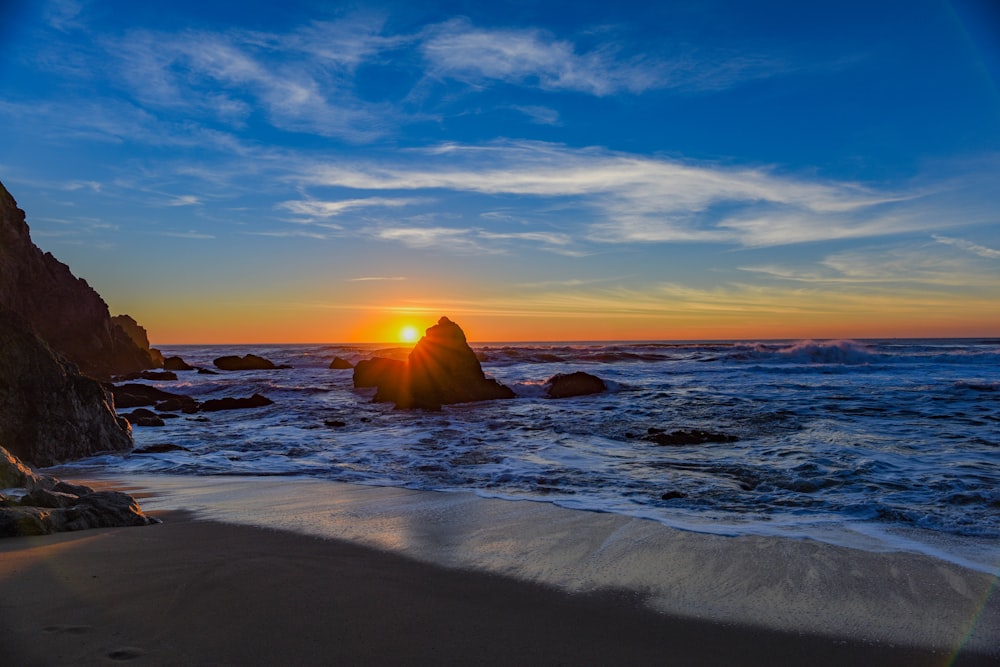 sunset in front of beach