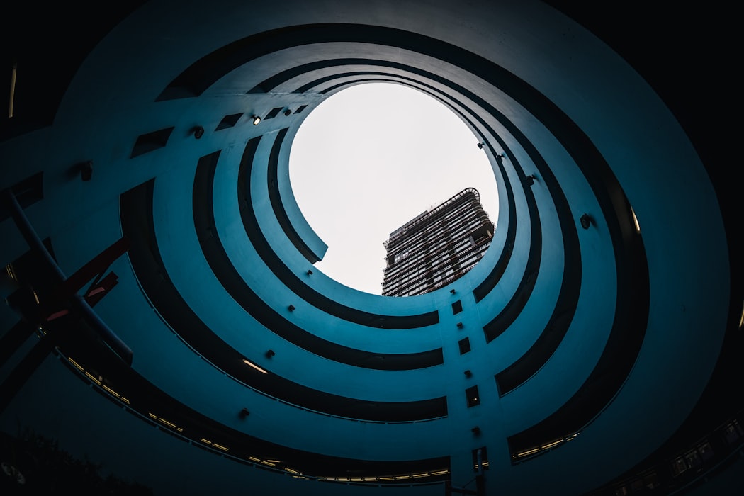 Blue Parkade Spiral - Wander Vancouver