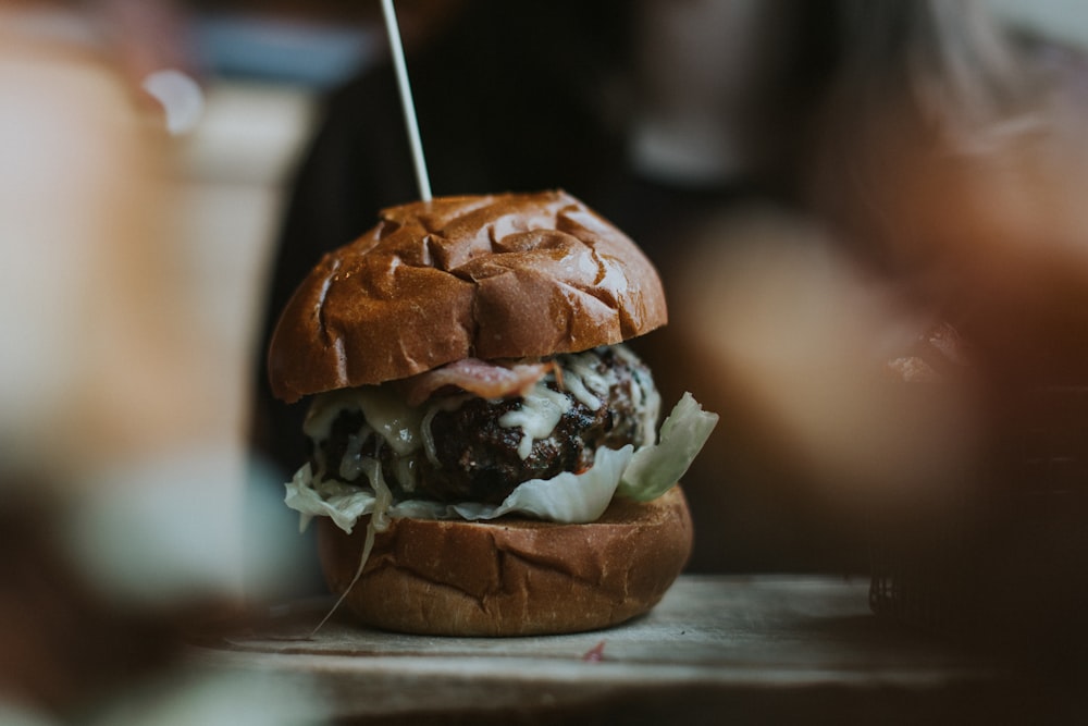 burger with stick