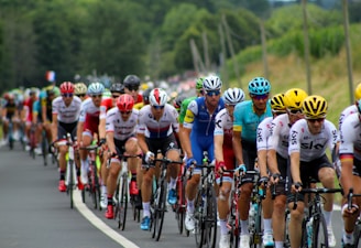 group of men riding bicycle
