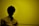 A silhouette of a person with curly hair against a yellow background, wearing a light-colored shirt.