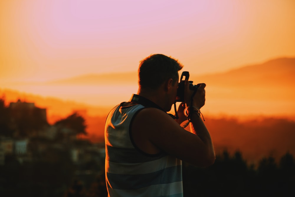 man taking picture