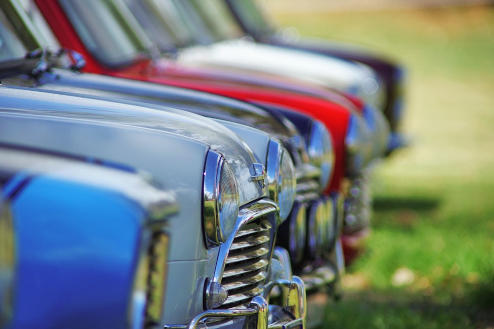 selective focus photography of white vehicle