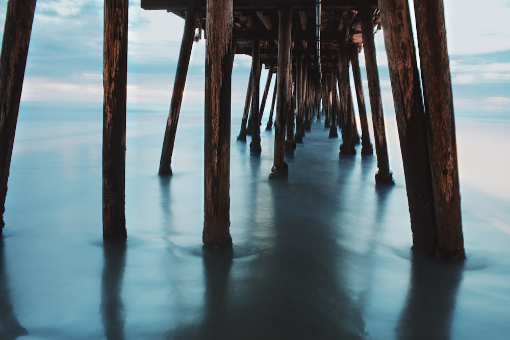 landscape photography of wooden sea dock